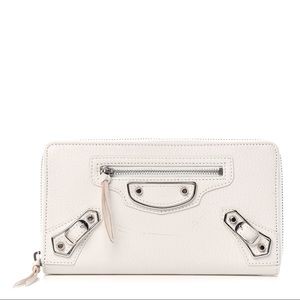 Balenciaga Hardware Zip Around Wallet White